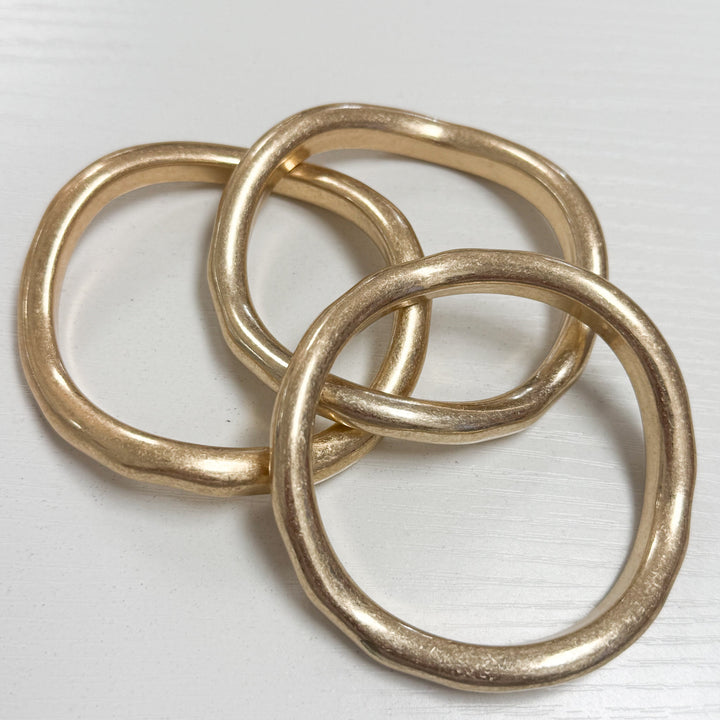 Reece - Brushed Gold Wavy Bangle Set of 3