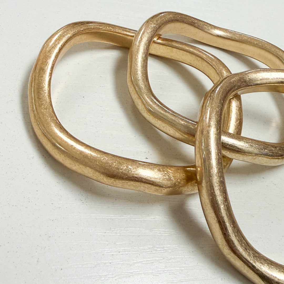 Reece - Brushed Gold Wavy Bangle Set of 3