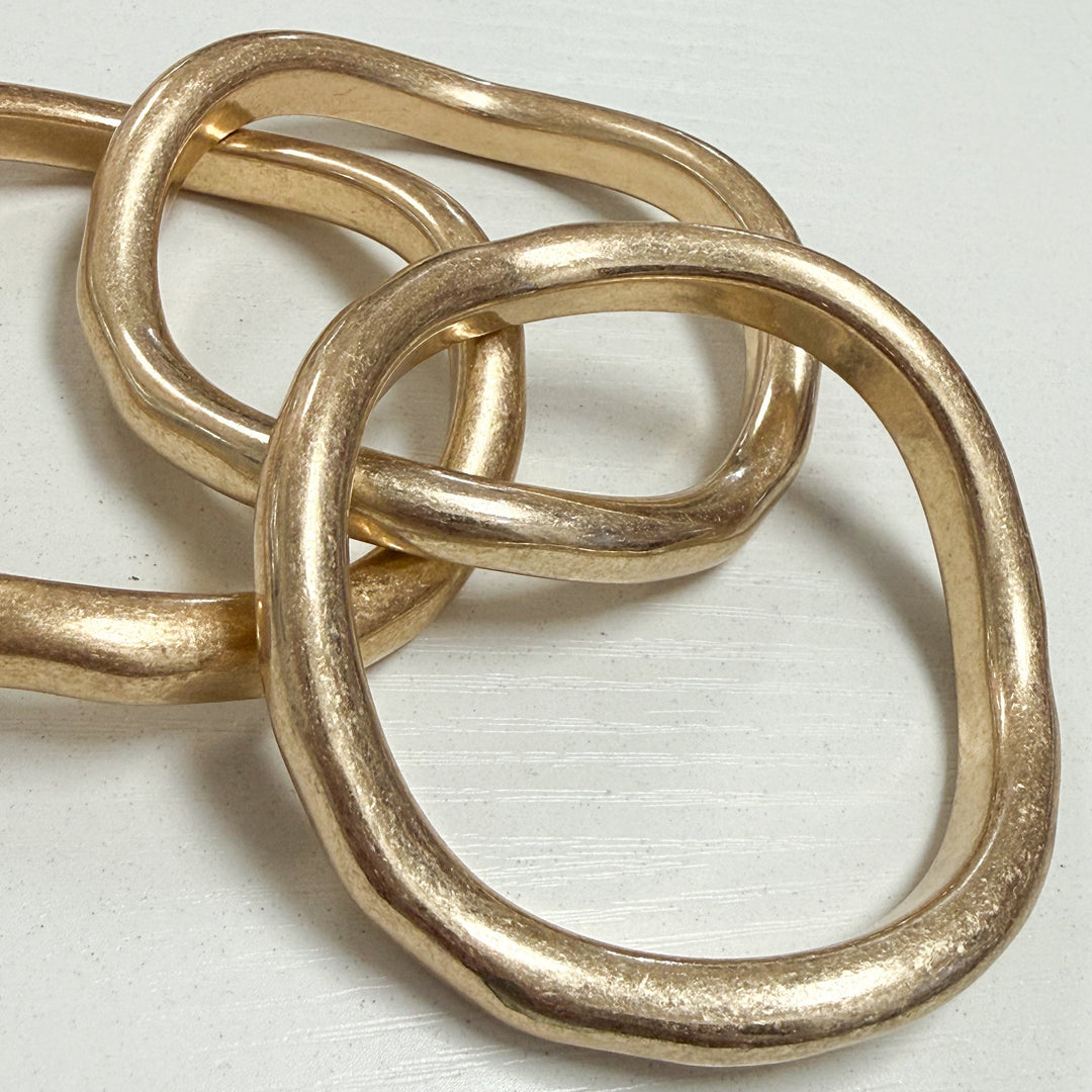 Reece - Brushed Gold Wavy Bangle Set of 3