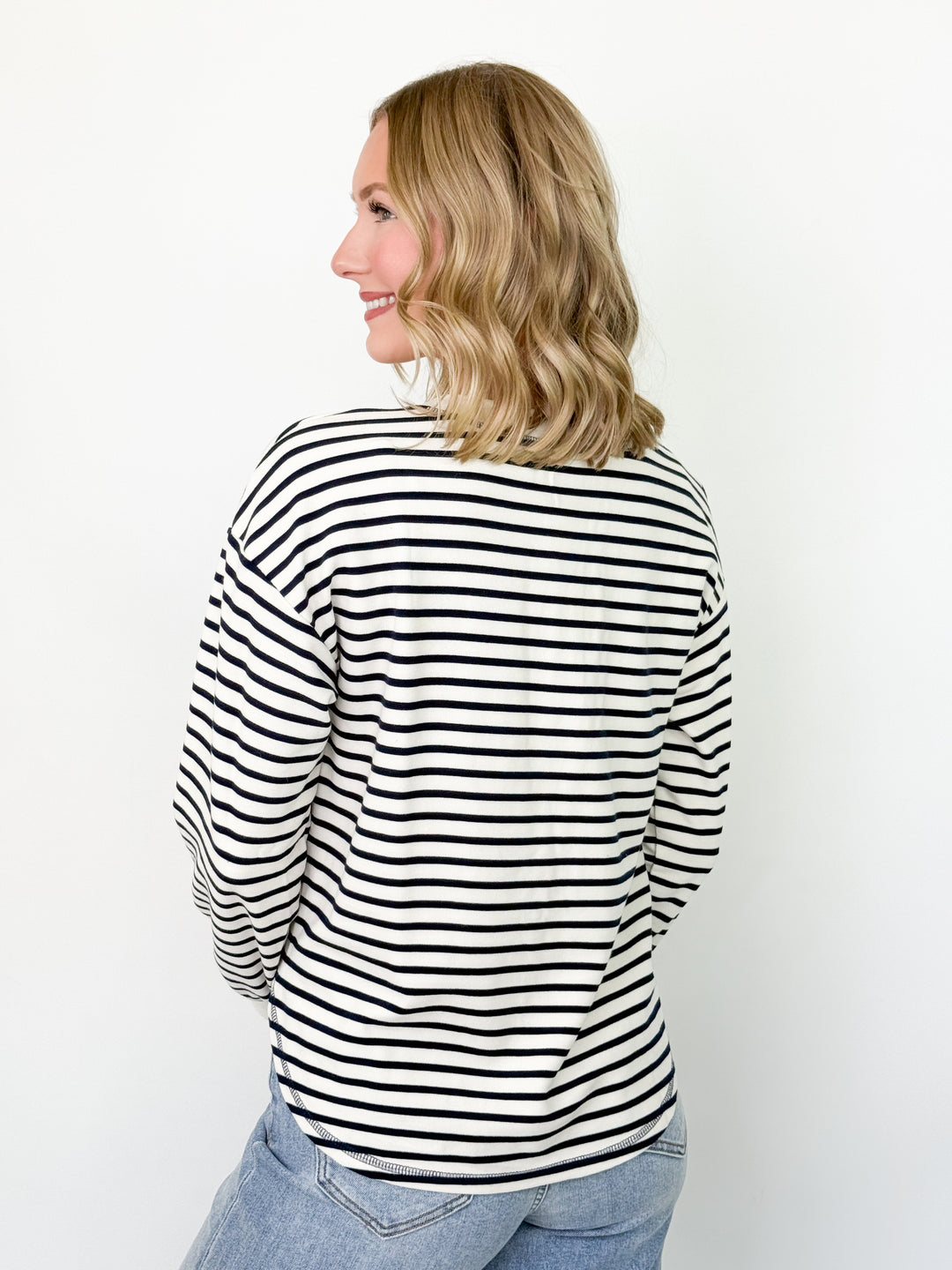 Black Friday Promo - Striped Henley Knit Top