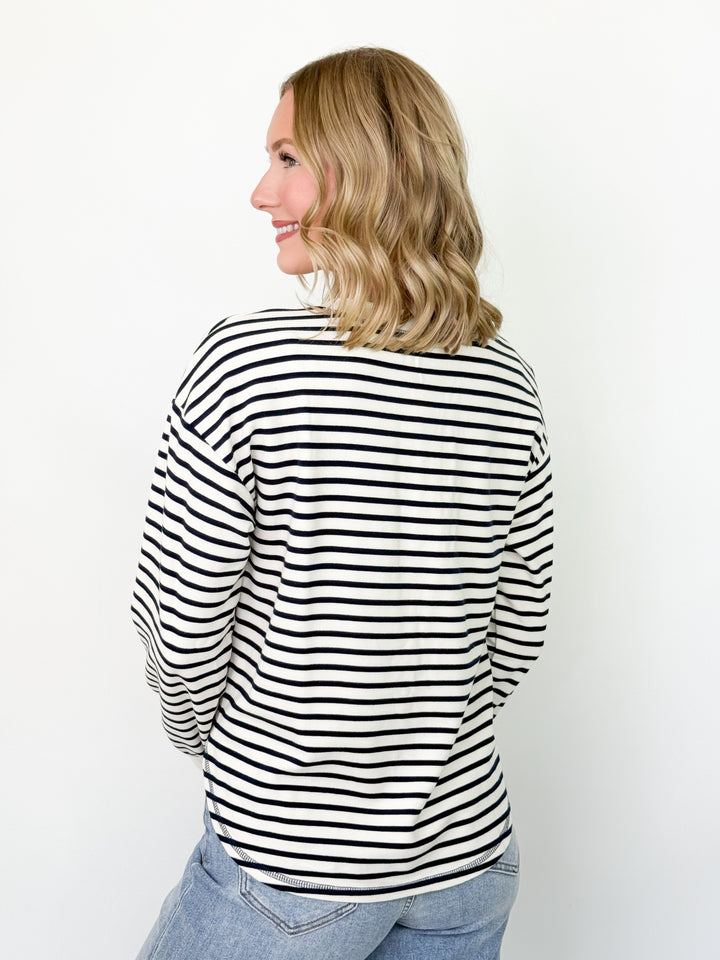 Black Friday Promo - Striped Henley Knit Top