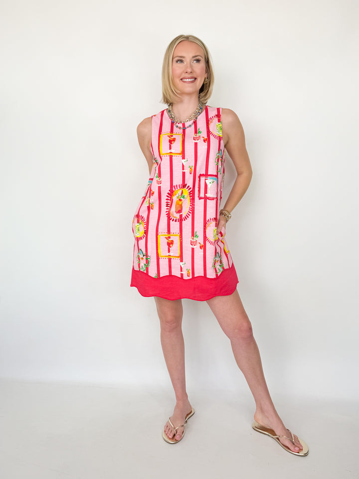 Mila - Striped Cocktail Printed Mini Dress