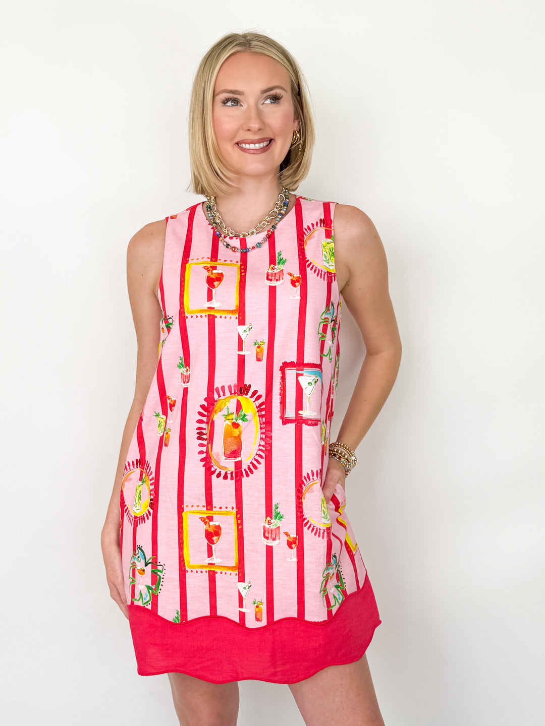 Mila - Striped Cocktail Printed Mini Dress