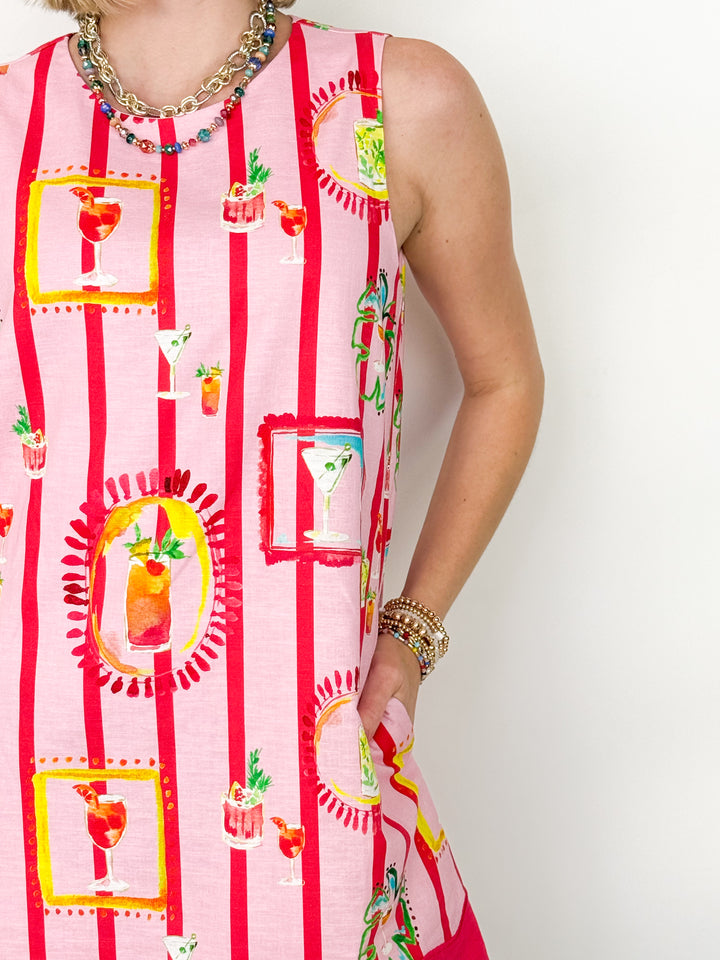 Mila - Striped Cocktail Printed Mini Dress