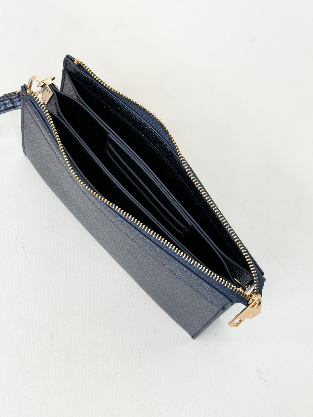 Lexie - 5 Compartment Crossbody/Wristlet (Metallic Navy)