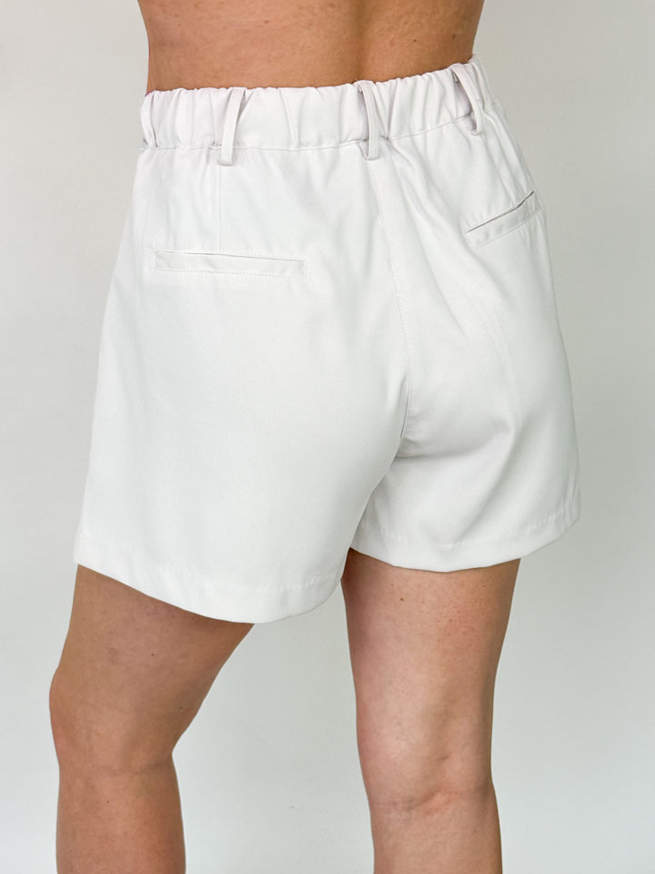 Evelyn - Flowy High-Waist Shorts (Ivory)