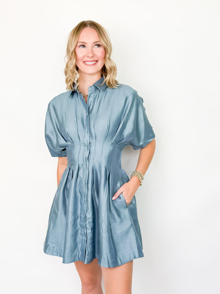 Darla - Button Down Pleated Dress
