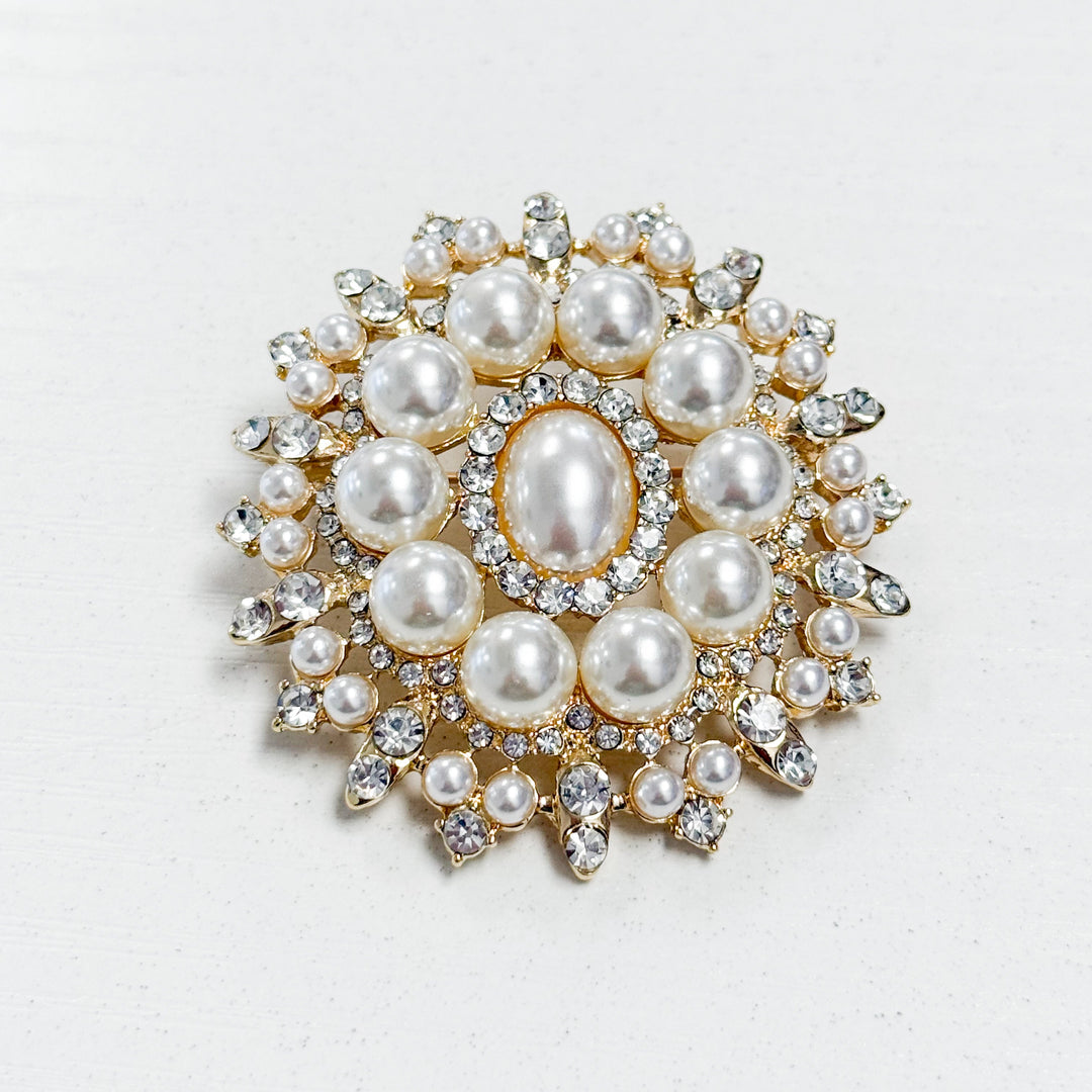 Destiny - Pearl + Rhinestone Brooch