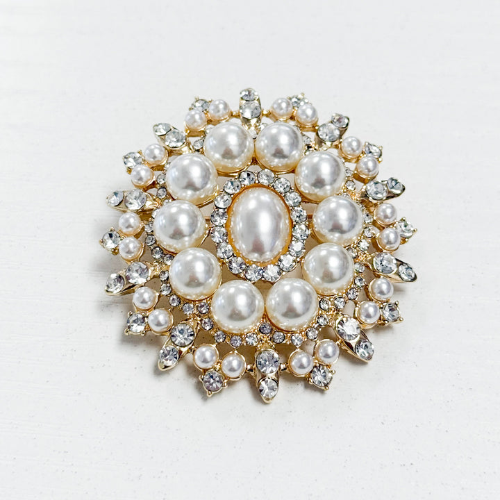 Destiny - Pearl + Rhinestone Brooch