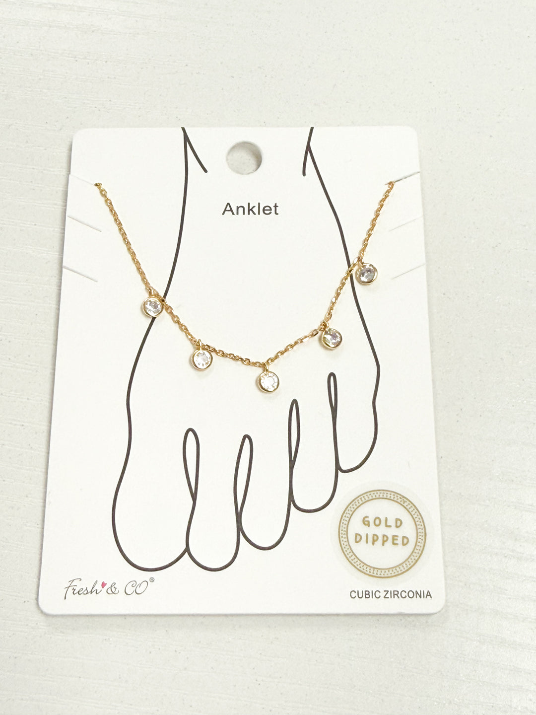 Danielle - Gold Dainty Rhinestone Anklet