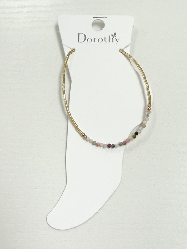Emmie - Gold + Multi Beaded Anklet
