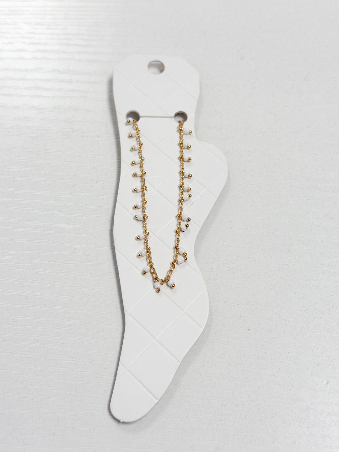 Sandra - Dainty White Beaded Anklet