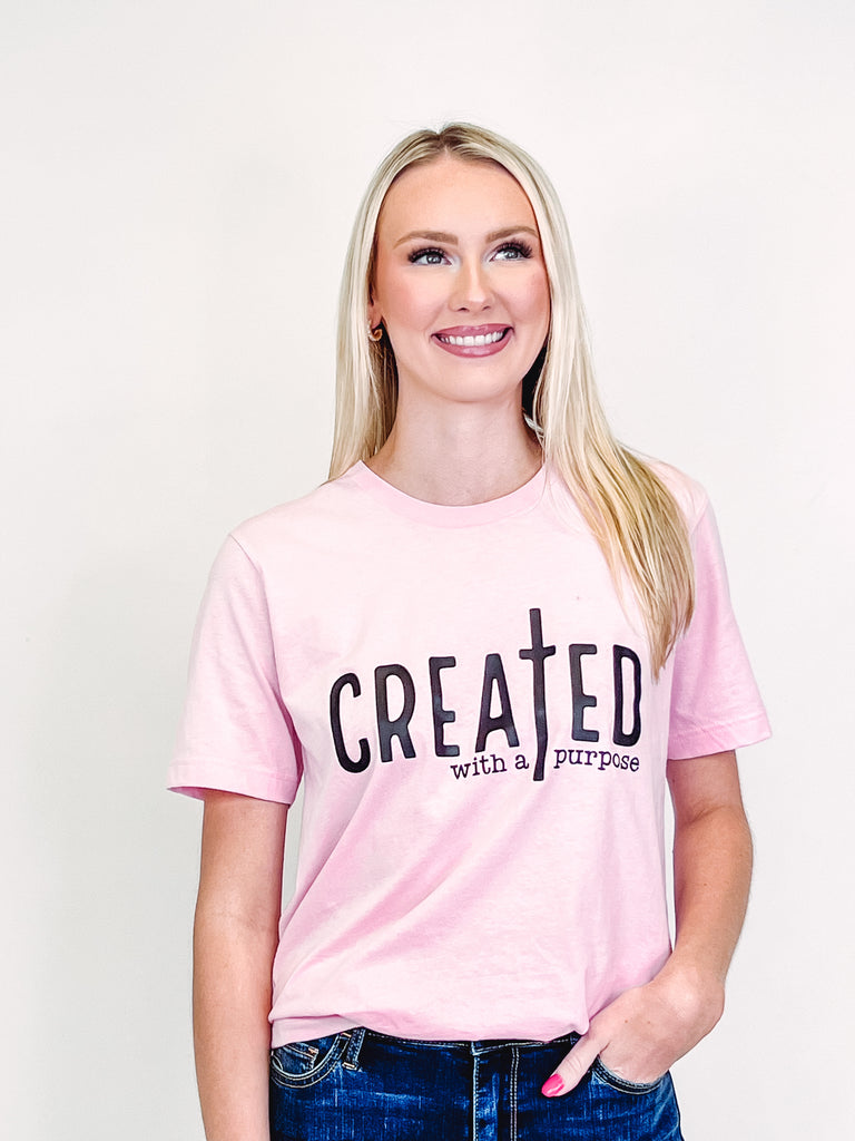 Created With A Purpose Graphic Tee - Light Pink