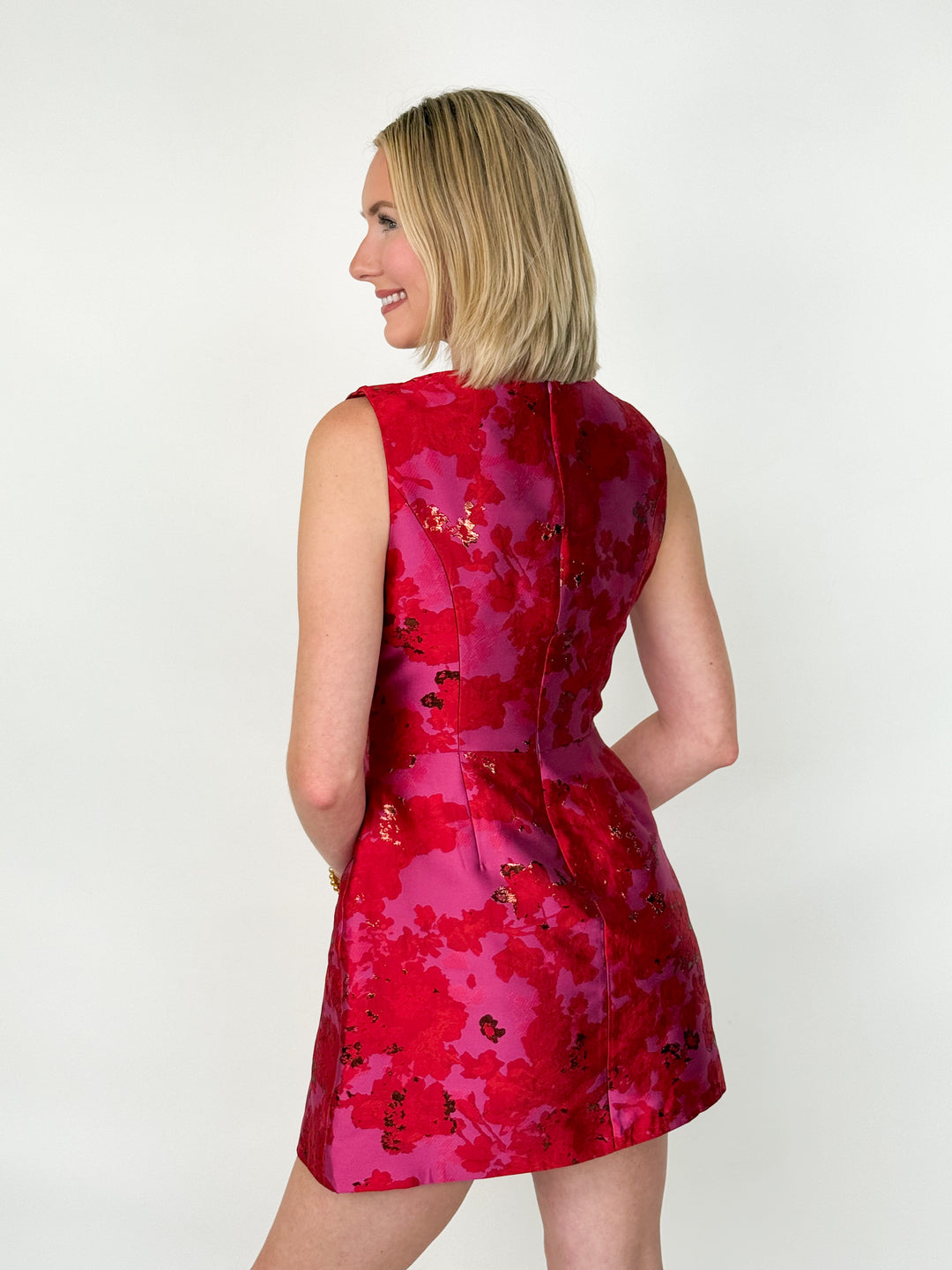 Roxanne - Red + Magenta Floral Mini Dress