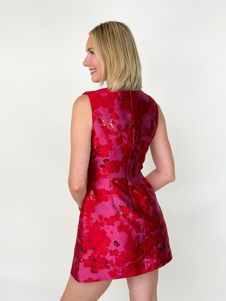 Roxanne - Red + Magenta Floral Mini Dress