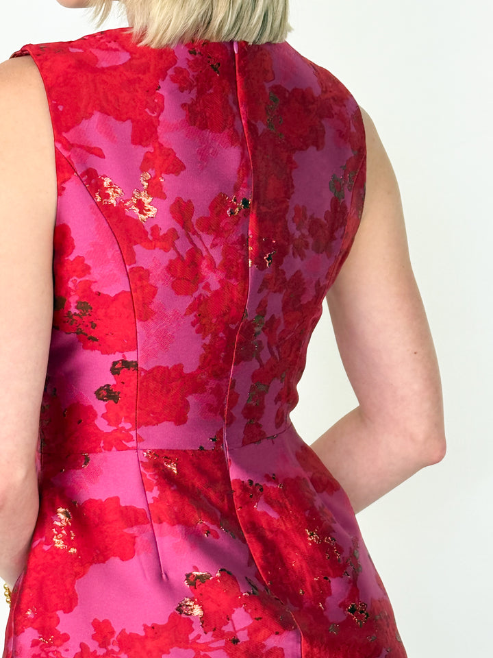 Roxanne - Red + Magenta Floral Mini Dress