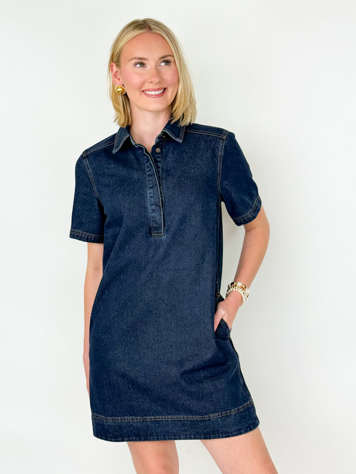 Deana - Collared Denim Mini Dress