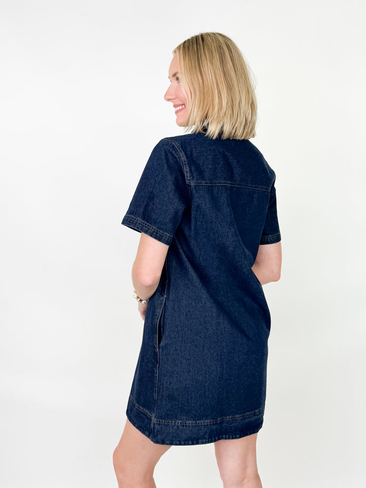 Deana - Collared Denim Mini Dress