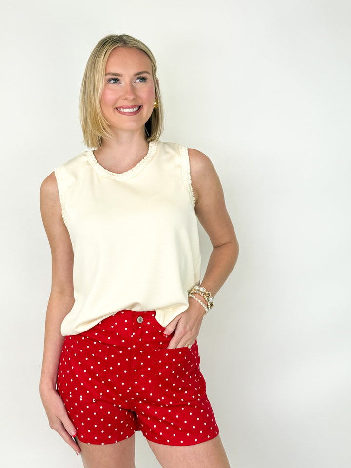 Chelsea - HI-Rise Polka Dot Shorts (Red)