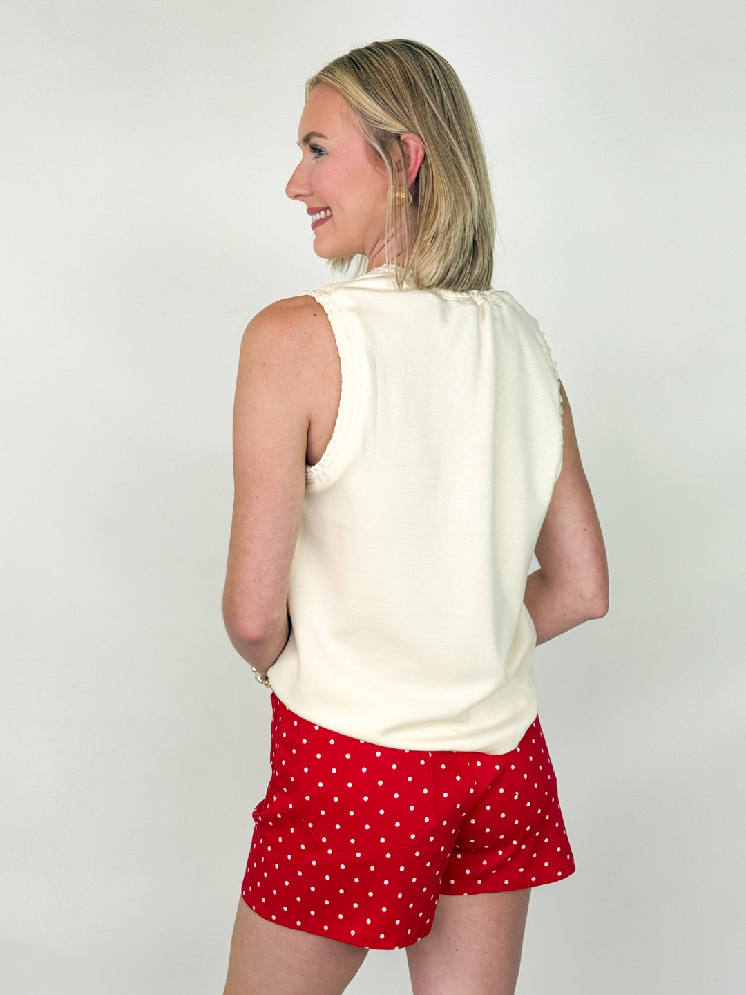 Carly - Smocked Edge Tank Top (Ivory)