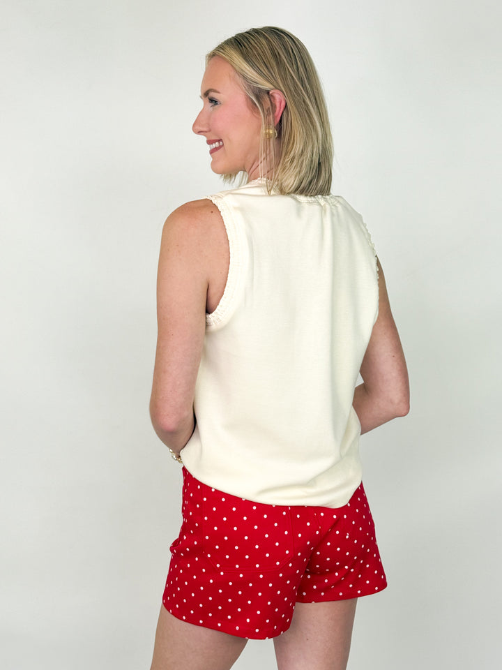 Carly - Smocked Edge Tank Top (Ivory)