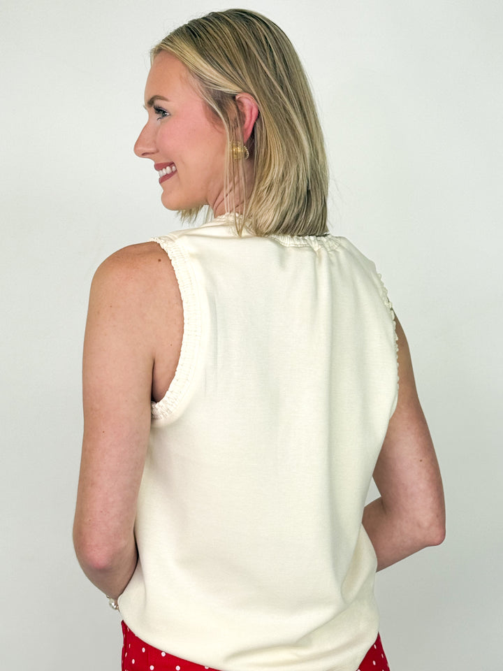 Carly - Smocked Edge Tank Top (Ivory)