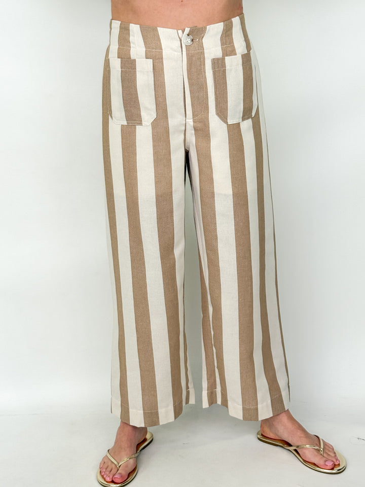 Crissy - Taupe Striped Pants