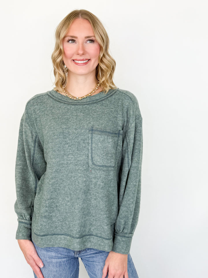 Beck - Brushed Long Sleeve Top (Jade)