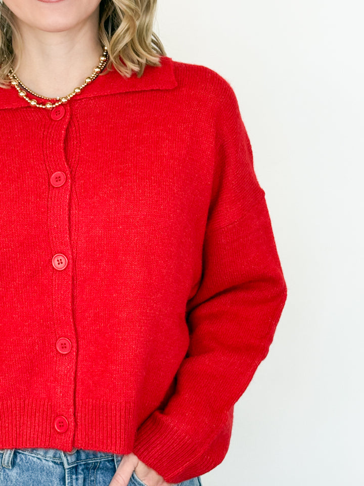 Karina - Button Up Collared Cardigan