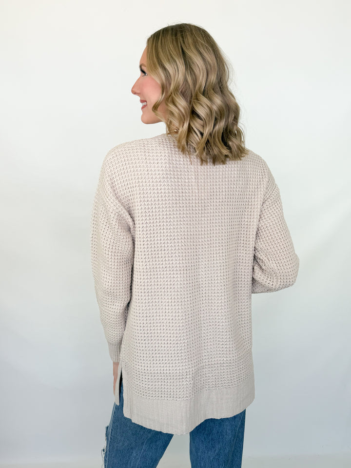 Bette - Waffle Knit Cardigan (Beige)