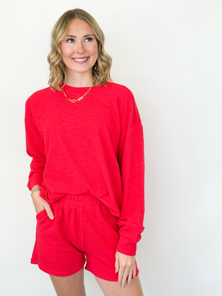 Mallorie - Pullover & Short Set (Red)