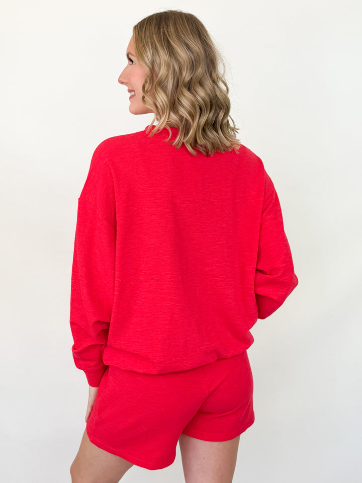 Mallorie - Pullover & Short Set (Red)