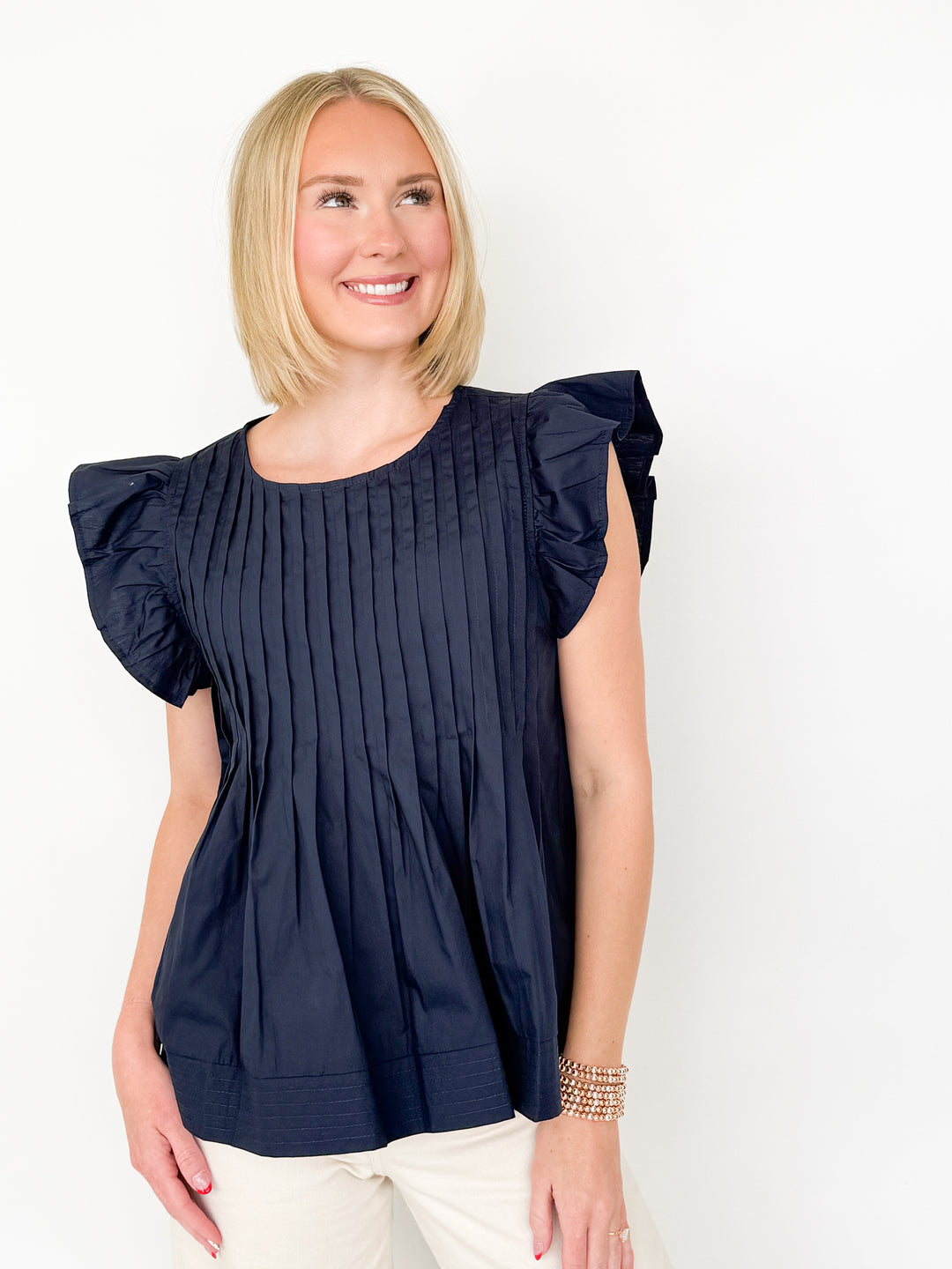 Mandi - Navy Babydoll Top