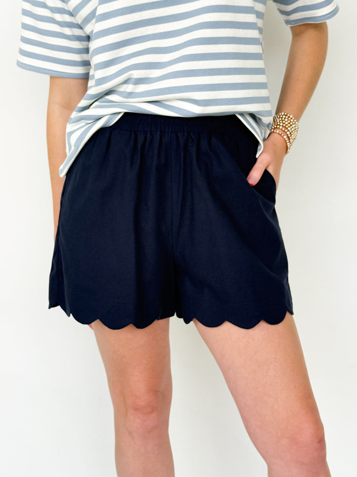 Kennedi - Scalloped Shorts (Navy)