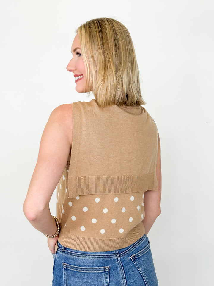 Chloe - Polka Dot Sailor Sweater (Camel)