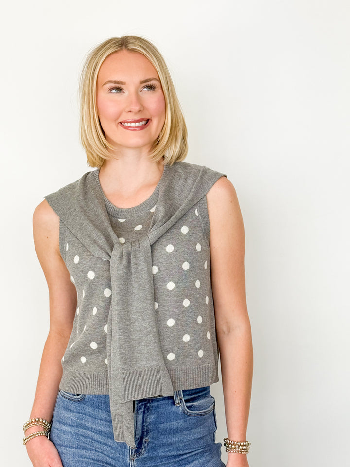 Chloe - Polka Dot Sailor Sweater (Grey)