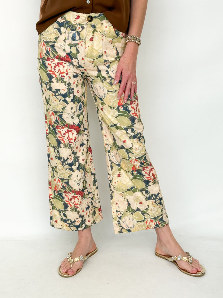 Brooklyn - Olive Floral Pants