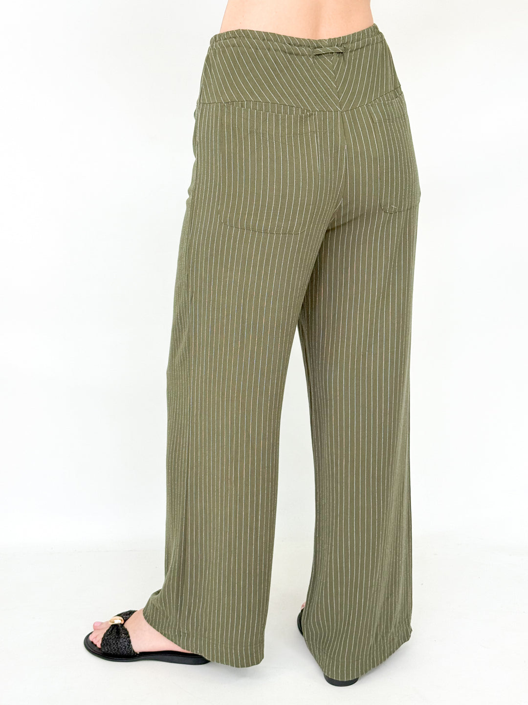 Blair - Olive Striped Drawstring Pants