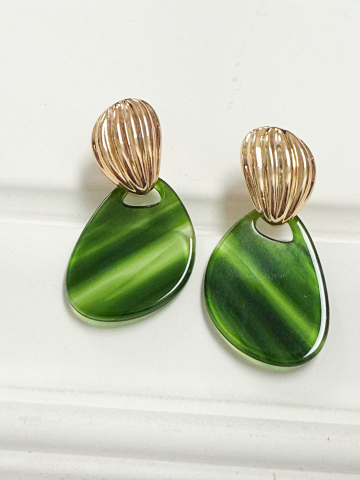 Clara - Acrylic Dangle Earrings (Green)