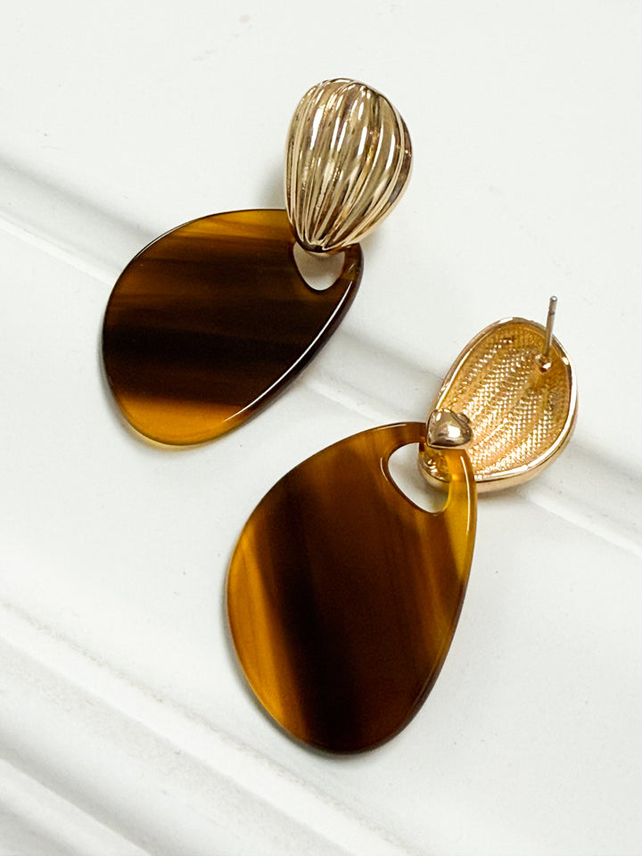 Clara - Acrylic Dangle Earrings (Brown)
