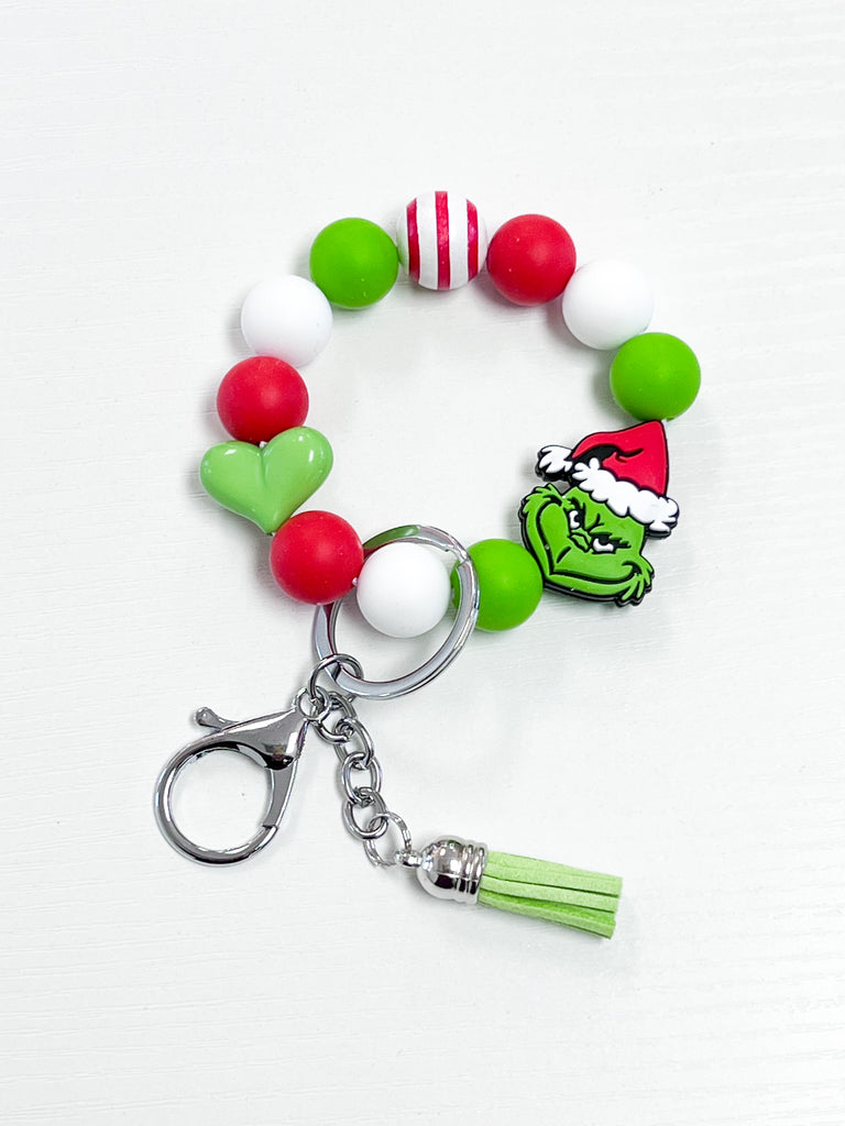 Beaded Wristlet Key Chain - Grinch