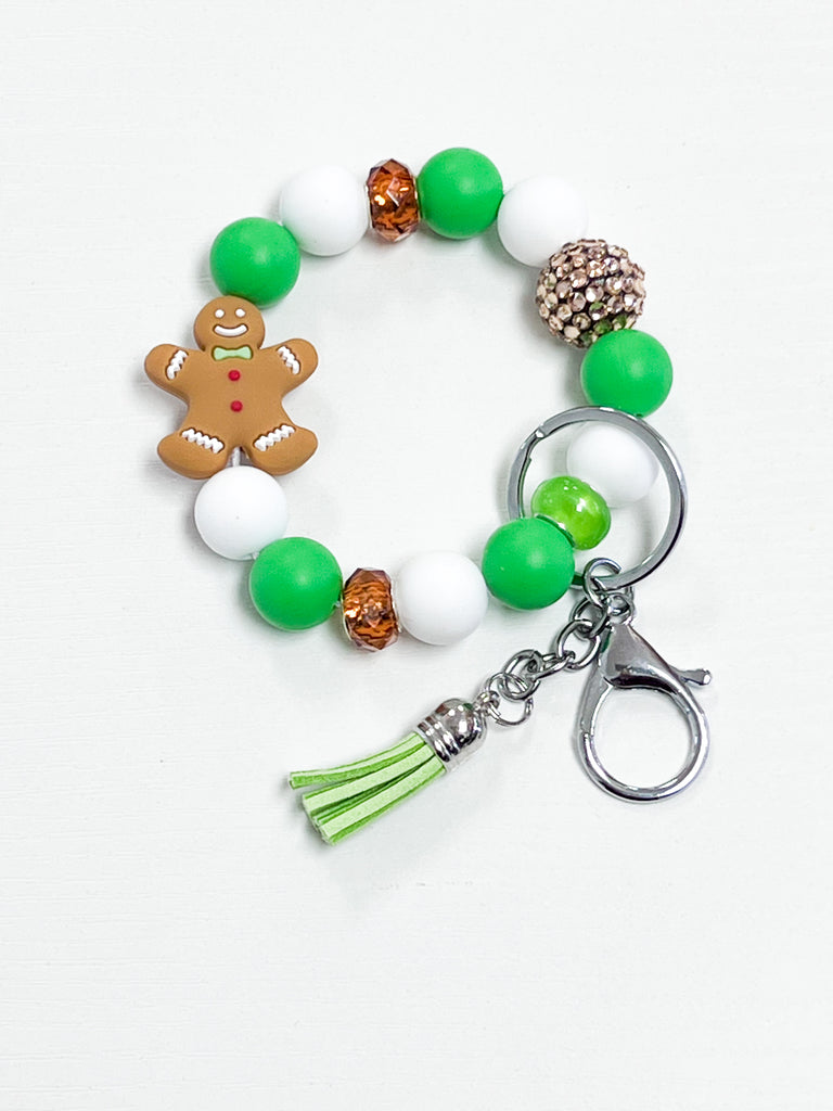 Beaded Wristlet Key Chain - Gingerbread Man