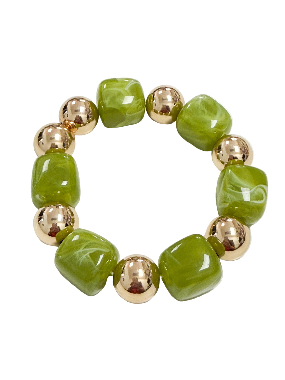 Nicole - Water Resistant Beaded Bracelet (Olive)
