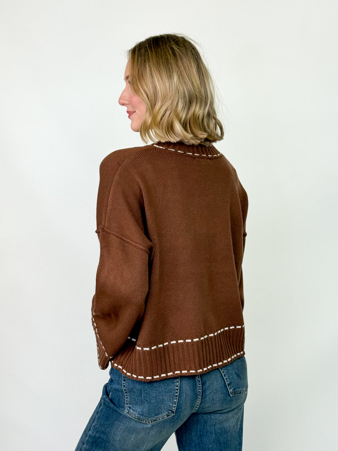 Kline - Wide Sleeve Sweater (Brown)