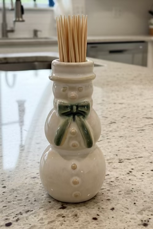 Ceramic Toothpick Holder - Snowman