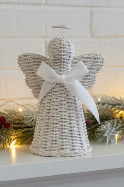 Angel Resin Woven Shelf Sitter