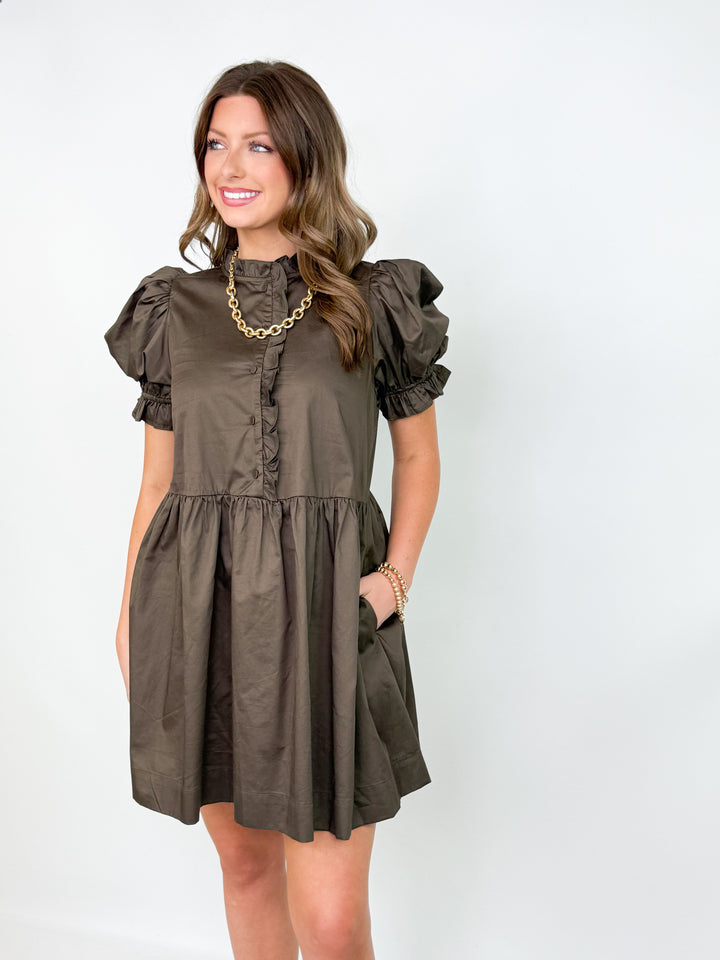 Kelly - Dark Olive Babydoll Dress