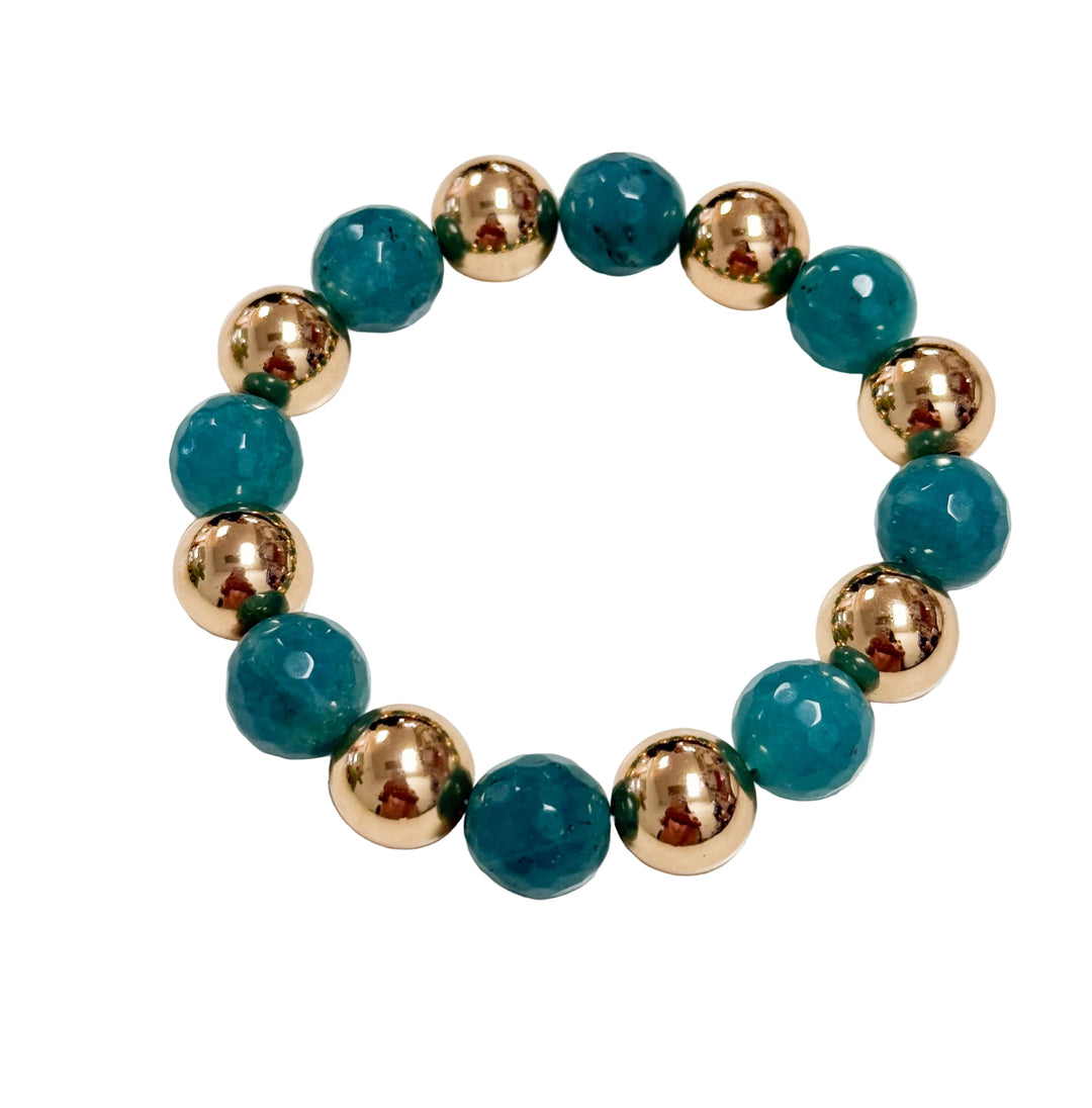 Gina - Gold + Teal Beaded Bracelet