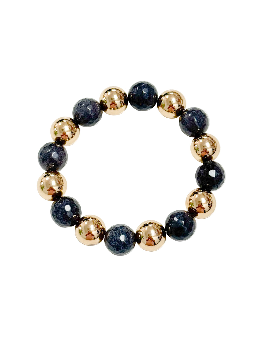 Gina - Gold + Grey Beaded Bracelet