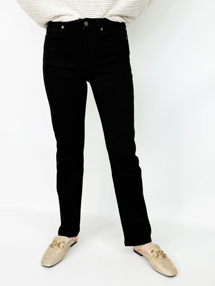 Samantha - High Rise Straight Leg Black Denim